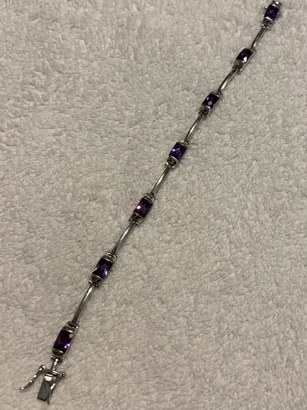 Sterling Silver 925 Bracelet with Amethyst Gemstones